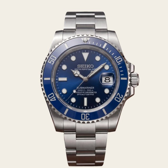 SEIKO MOD SUBMARINER - Bleu